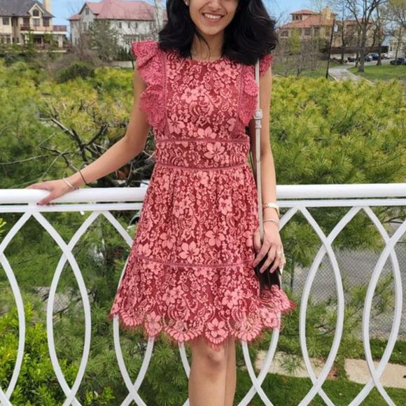 Adelyn Rae Women's Alisa Dusky Rose Lace Cocktail Minidress Size S - Picture 5 of 9